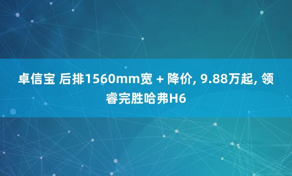 卓信宝 后排1560mm宽 + 降价, 9.88万起, 领睿完胜哈弗H6